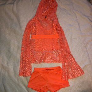 Neon Orange 2-piece dance outfit
